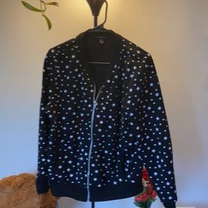 Atmosphere size 10 zip up jacket black with white stars
